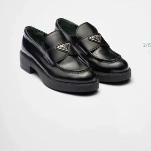Prada | Shoes | Prada Brushed Leather Loafers Black Size 9  display picture 1